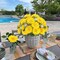 2 Bundles Yellow Daisy Artificial Cemetery Flowers for Grave Vase – 18 Heads Silk UV Resistant Outdoor Memorial Day Grave Flowers, Headstone Vase & Garden Decoration